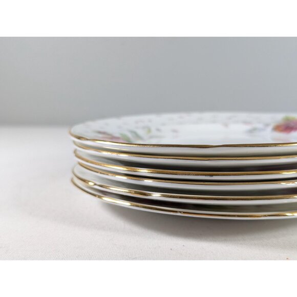 Vintage Paragon Golden Emblem set of 6 cake plates, large pink cabbage Rose - Picture 4 of 7